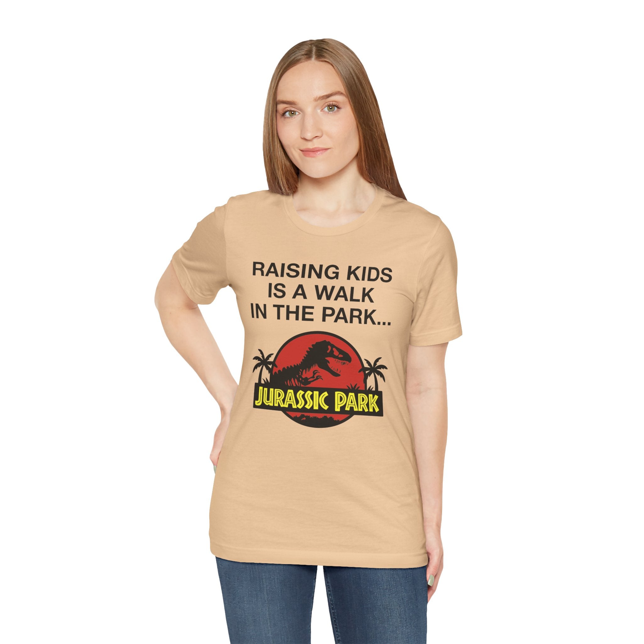 “Raising Kids Is a Walk in the Park… Jurassic Park” Funny Parenting T-Shirt