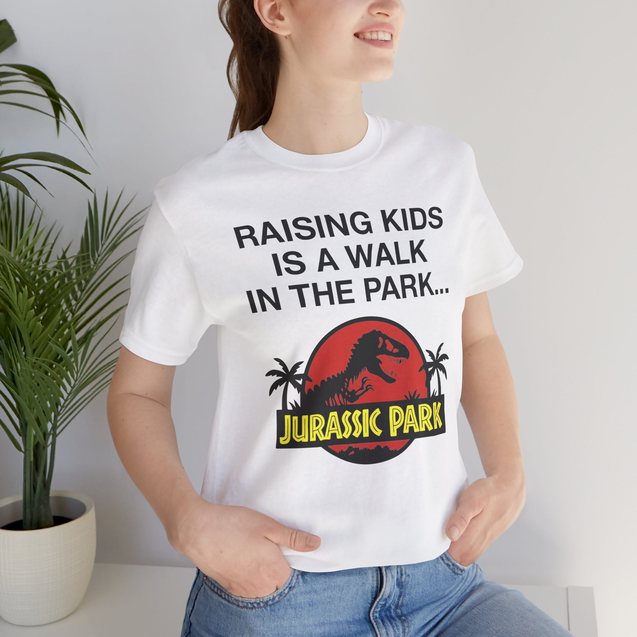“Raising Kids Is a Walk in the Park… Jurassic Park” Funny Parenting T-Shirt